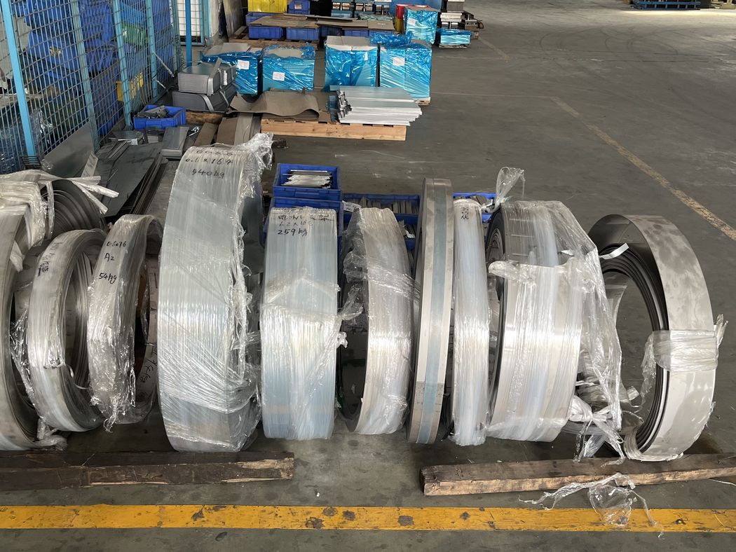 Steel coil and strip stored at the Haoyue Metal factory