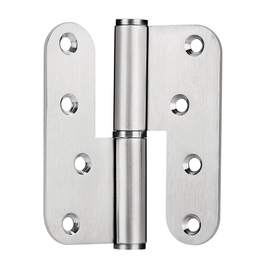 L pattern hinge, short and wide plates in brushed stainless