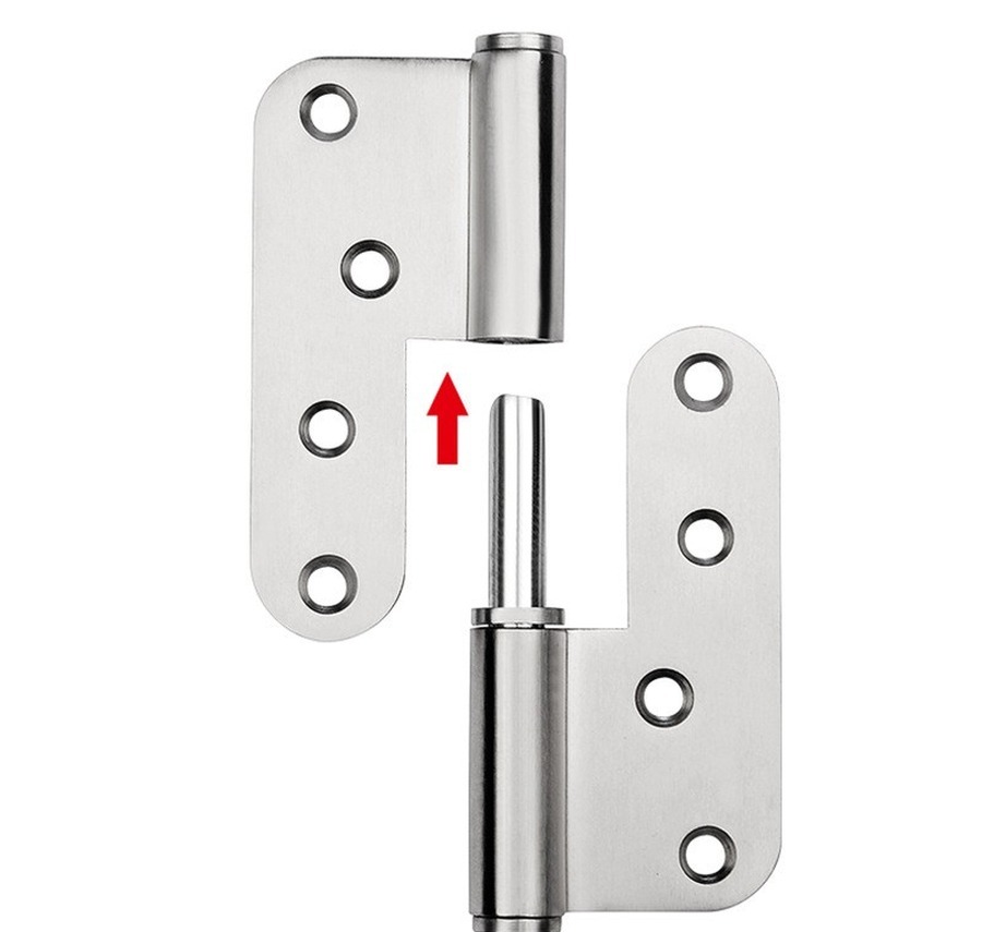 Lift-off hinge with the leaf raised clear of the pin