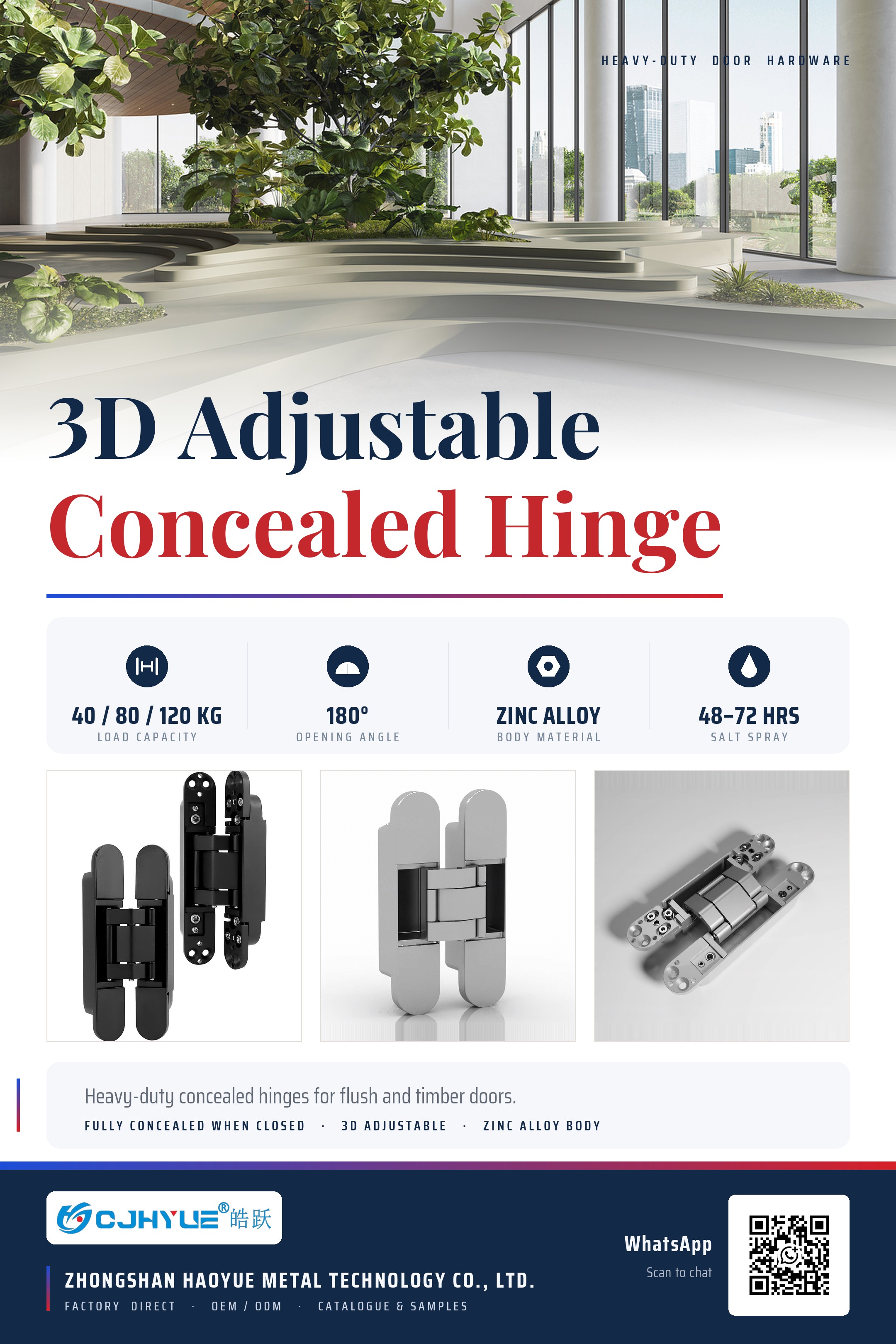 3D Adjustable Concealed Hinge