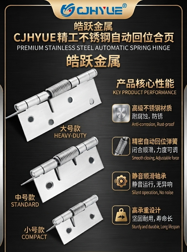 Premium stainless steel automatic spring hinge